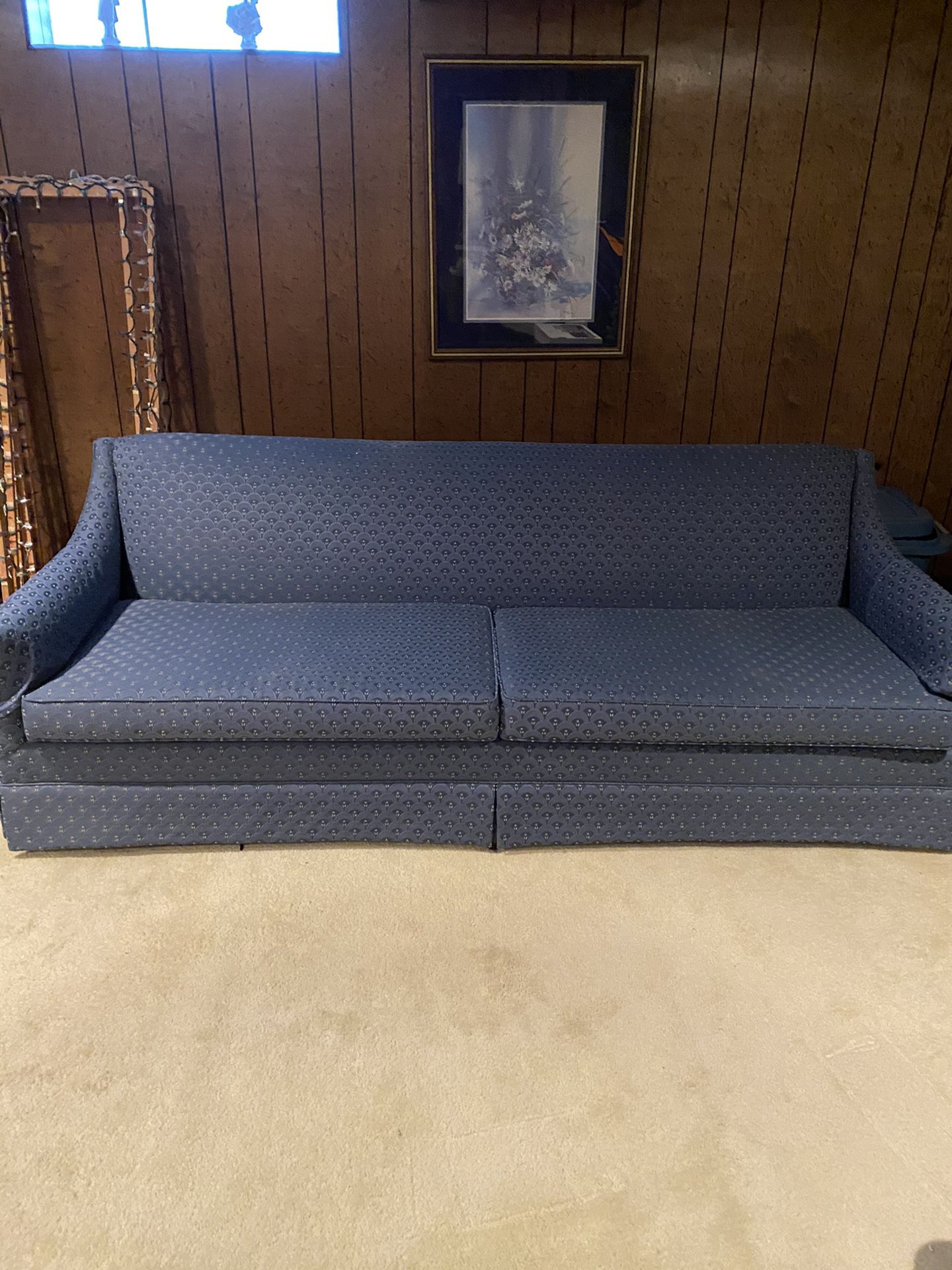 Couch and 2 Wing Back chairs , couch is in Perfect Condition chairs have two tears on each side