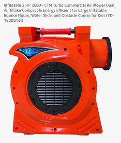Inflatable 2 HP 2600+ CFM Turbo Commercial Air Blower Dual Air Intake Compact & Energy Efficient for Large Inflatable Bounce House