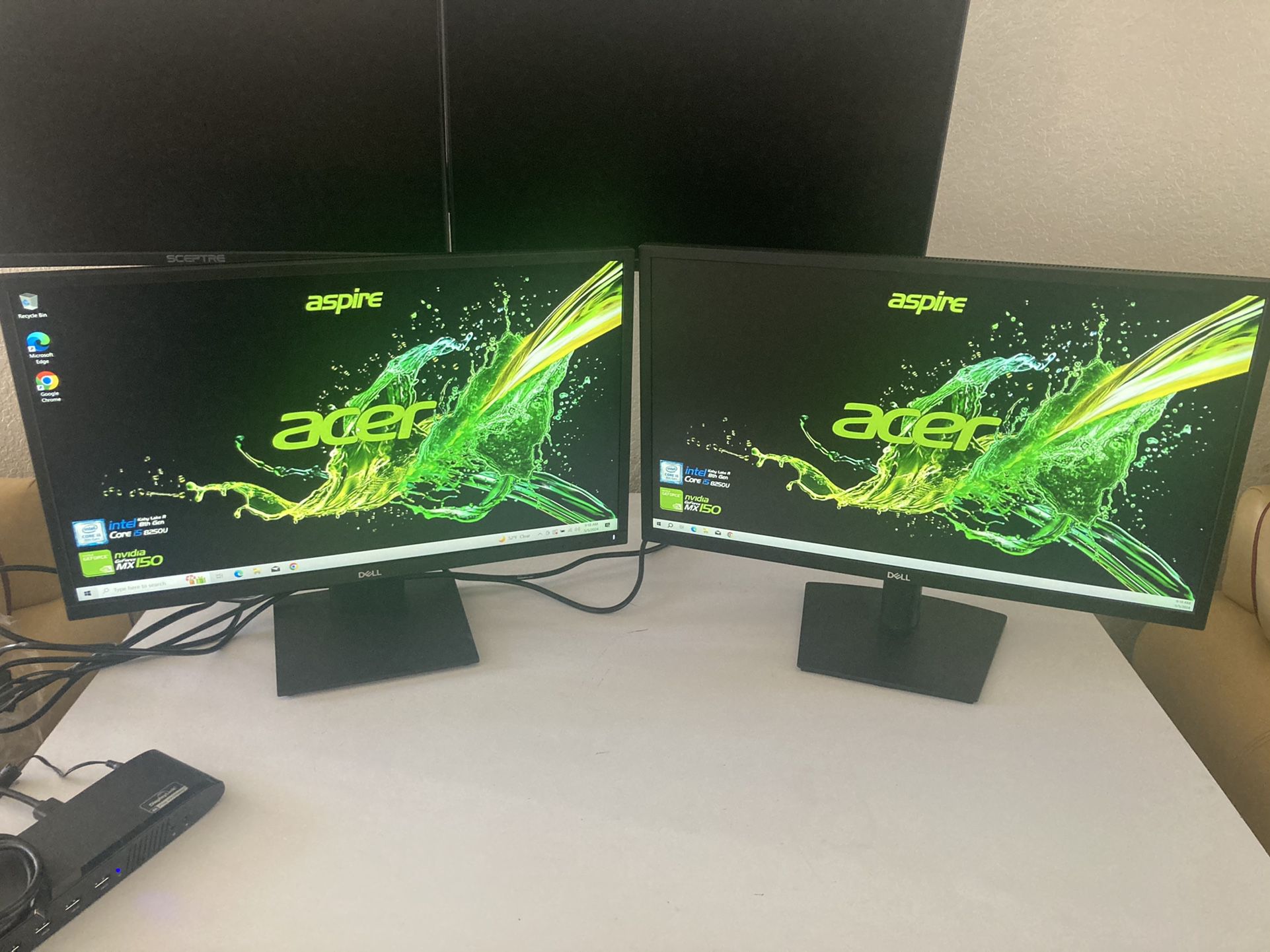 (2) Dell 24 inch Computer monitors With Free Docking Station 
