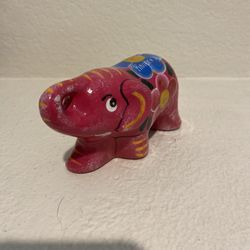 Pink Elephant Ceramic Figurine -Hand Painted “Riviera Maya” Folk Art