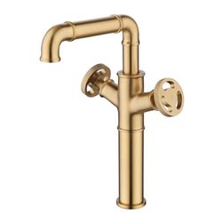 Industrial Solid Brass Handle Single Hole Bathroom Vessel Sink Faucet Open Box