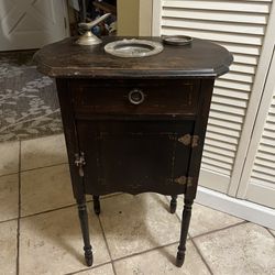 Antique Humidor Smoking Table