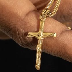 Crucifix Pendant Chain New Gold 