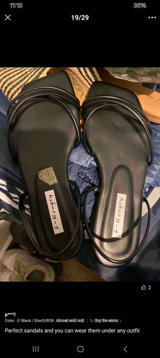 Size 6.5 Black Sandles With Backs