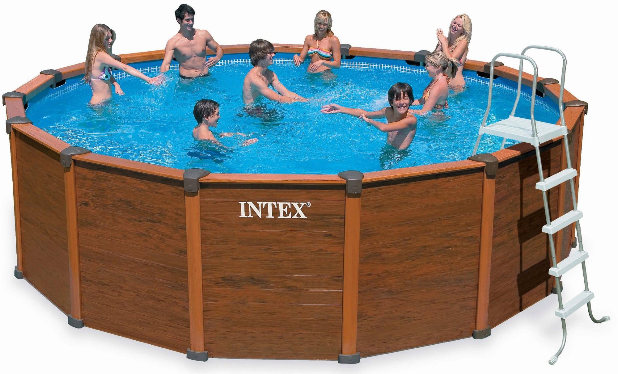 Intex 16ft x 48in Sequoia Spirit Above Ground Pool w/ Saltwater System. NEW in Box! Wood Grain Panel