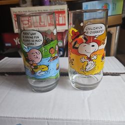 VINTAGE 60'S MCDONALD'S CAMP SNOOPY COLLECTION GLASSES SET OF 2 FOR $20.00