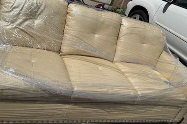 Cream leather couch