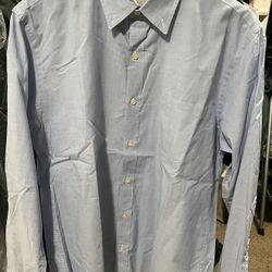 J.CREW Men's Blue Slim Fit Cotton Dress Shirt Size L Long Sleeve Collared