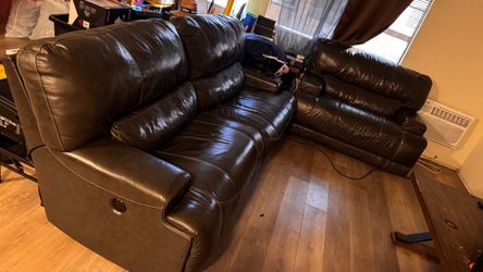 Gray leather couches
