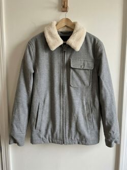 Men's Grey faux Wool Jacket with Sherpa Collar Tommy Hilfiger xl