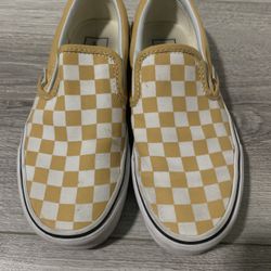 Pair of Yellow Checkered Vans