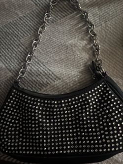 Black Rhinestone Mini Shoulder Bag