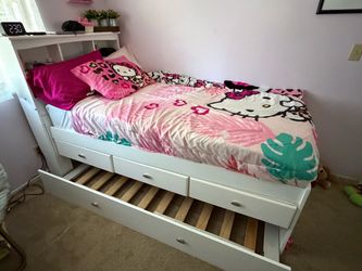 Twin size bed frame w trundle and mattress
