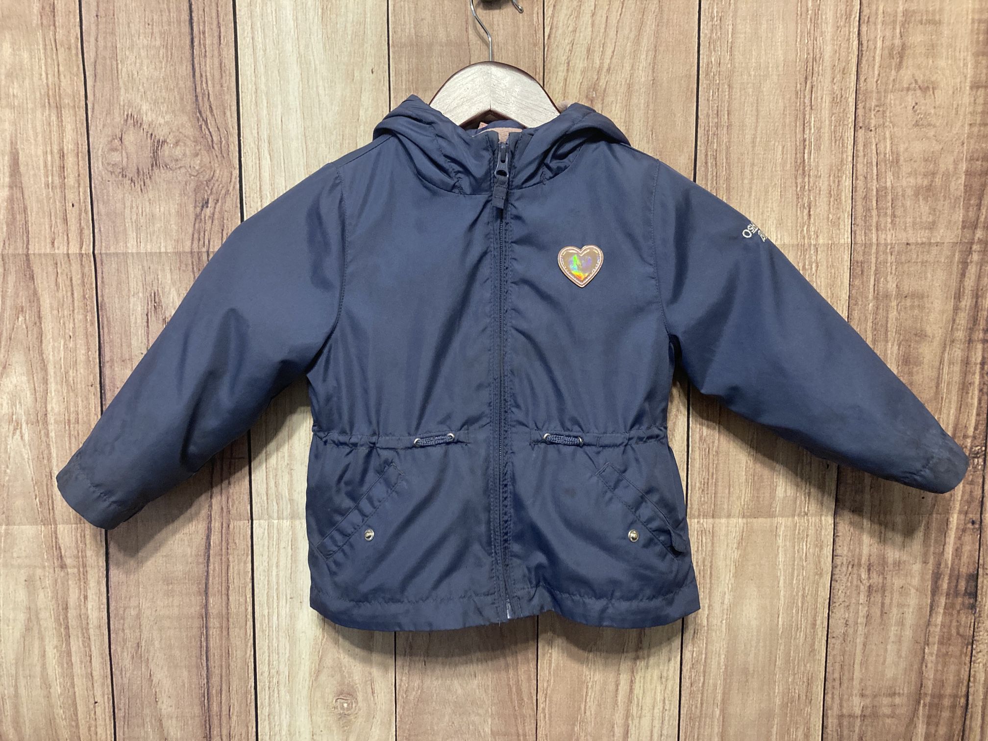 Oshkosh B’gosh 3T Toddler 3 in 1 winter jacket blue girls pink heart