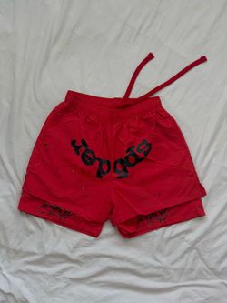 Red and Black Graphic Double Layered Shorts