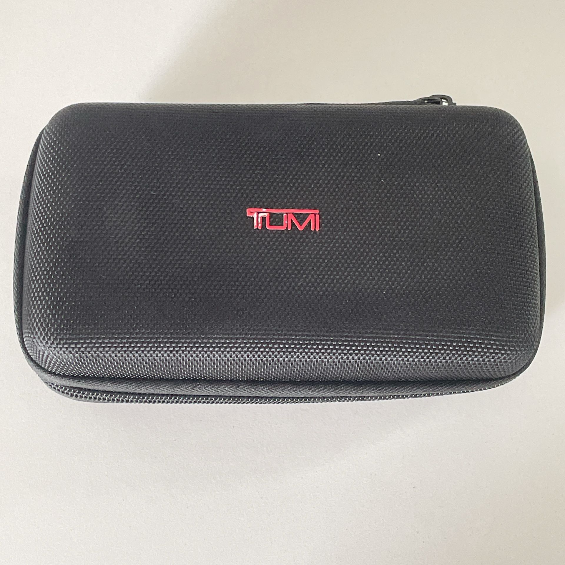 Tumi for Delta Black Nylon Hardshell Travel Zip Toiletry Case