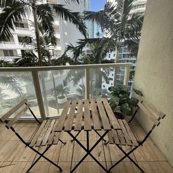 Balcony Table + 2 Chairs – Wood Finish