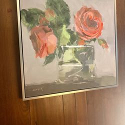 Framed Rose Wall Art 25”