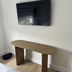 Zeke Oval Brushed Wood Console Table