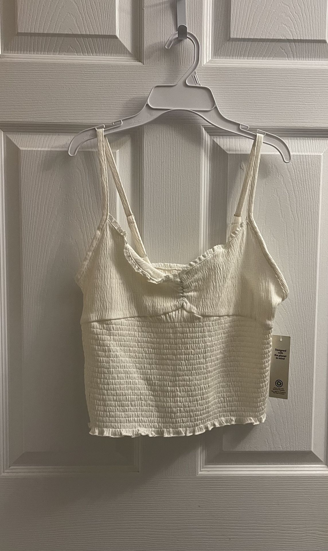 Brand New Ivory Smocked Crop Cami Size L Juniors