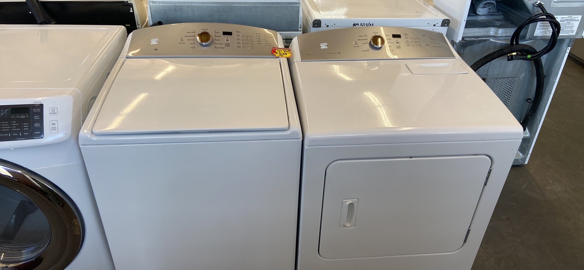 NEWER MODEL KENMORE XTRA LARGE CAPACITY AGITATOR FREE WASHER AND STEAM DRYER SET