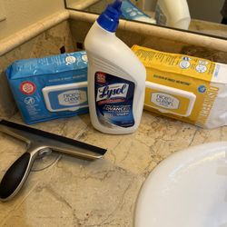 NEW Cleaning Supply Bundle Nice ’N Clean Wipes, Lysol Cleaner OXO Squeegee