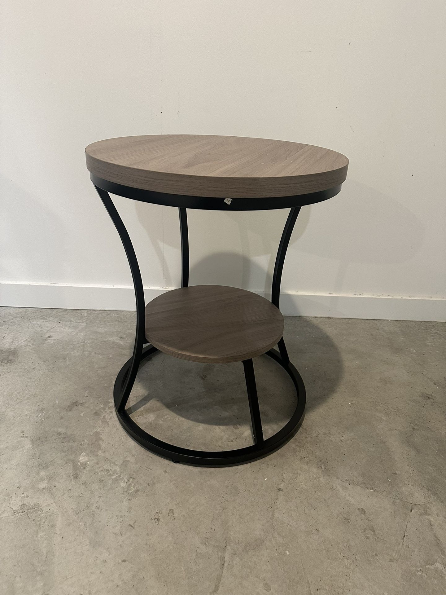 New, Round End Table, 2 Tier Industrial Side Table