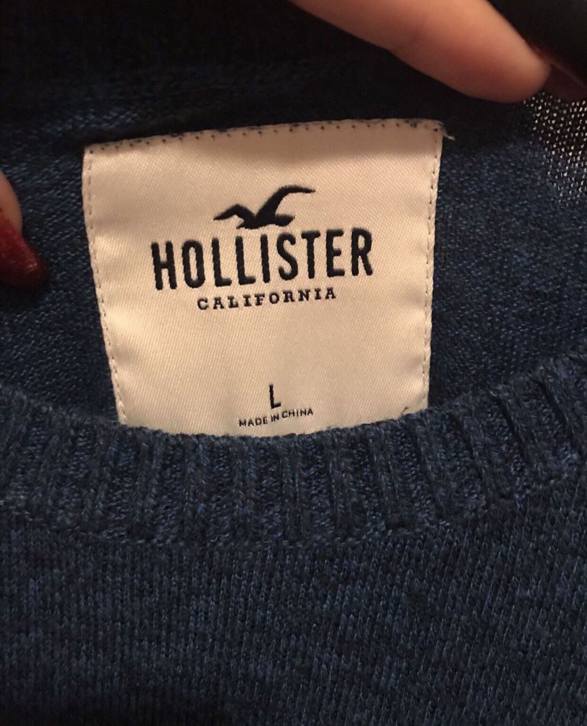 Hollister Lightweight Blue Crewneck Sweater Large 