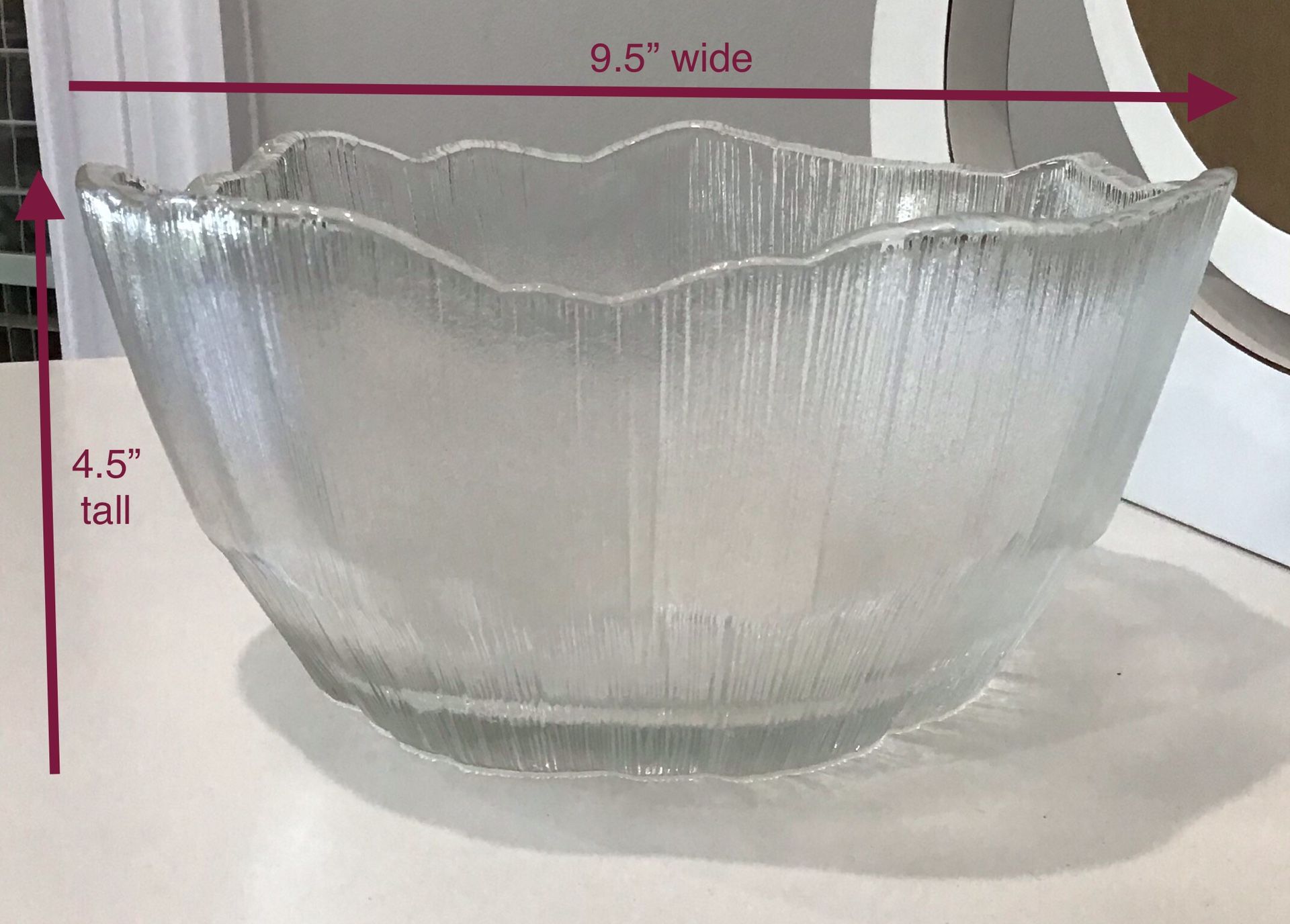 Very Thick & Heavy Etched Glass Flower Like Bowl