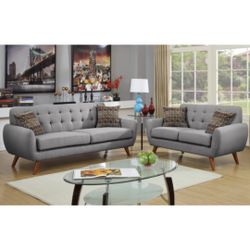 Light Gray Sofa And Love Seat Set 