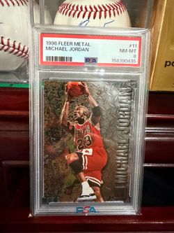 1996 Skybox Metal Michael Jordan Fleer 11 Bulls PSA 8