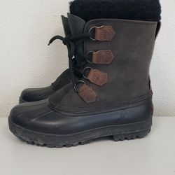 Made In Canada Sorel Alpine Winter Snow Boots Black Insulated Waterproof Women 8