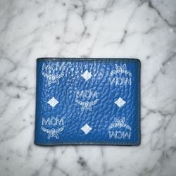 MCM Logo Blue Bifold Women’s Wallet 