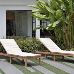 Patio Toledo Lounger (Set of 2) | Teak Finish with Cushion 