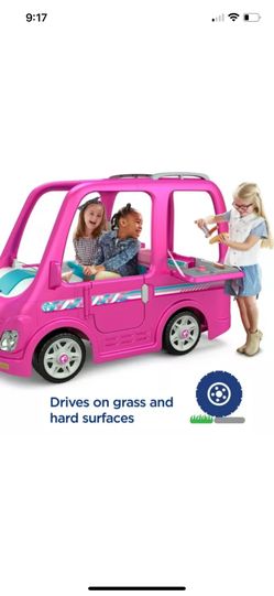12V Power Wheels Barbie Dream Camper Battery-Powered Ride-On with