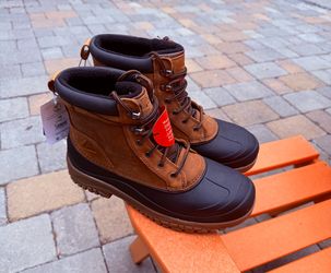 Ozark Trail Mens Size 10 Classic Snow Boots Waterproof Brown Insulated Duck Pac