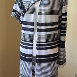 LOFT Women's Striped Sheer Open Front Cardigan Sweater; Size L; Multicolor