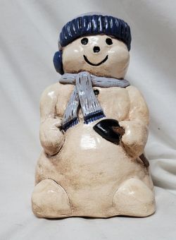 Snowman With Blue Scarf And Cap