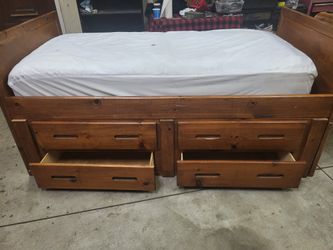 Twin Size Solid Oak Captain's Bed