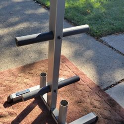 BODY SOLID PLATE TREE WITH 2 BAR HOLDERS. EXCELLENT CONDITION 
11525 S HALSTED DUNKIN DONUTS/7111.S WESTERN WALGREENS 
90$ CASH ONLY AS IS