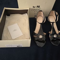 COACH Heels Women's Size 9 - Black Shiny - WORN ONCE
