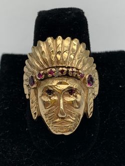Gold Indian head ring #28286