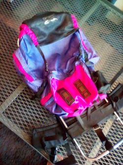 Jansport Magenta Purple Backpack External Aluminum Frame Vtg 1990s