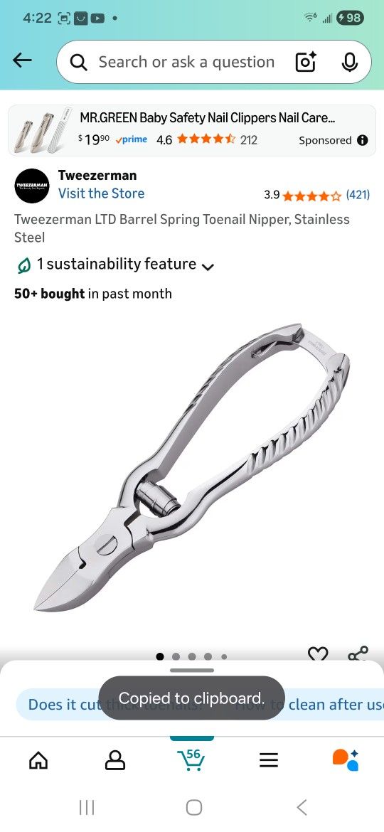 Tweezerman LTD Barrel Spring Toenail Nipper, Stainless Steel