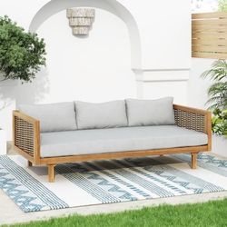 ModernLuxe CLAREMONT 3 SEATER DAYBED WITH RATTAN ARMS Rattan