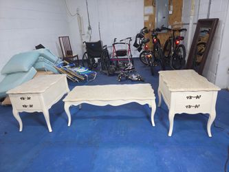 Vintage French Provincial Set (Marble table and two chests)