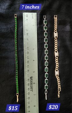 18K Tri, White and Yellow Gold Bracelets 7-8 in