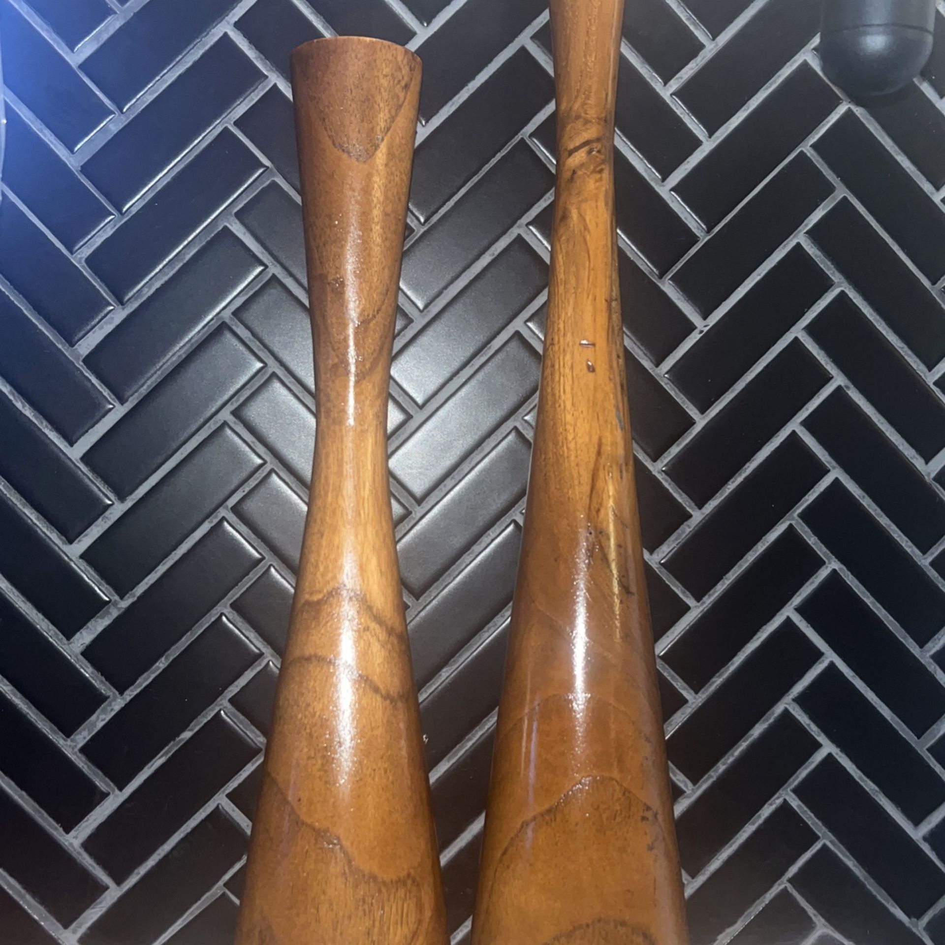 Danish MCM Teak Candle Holders