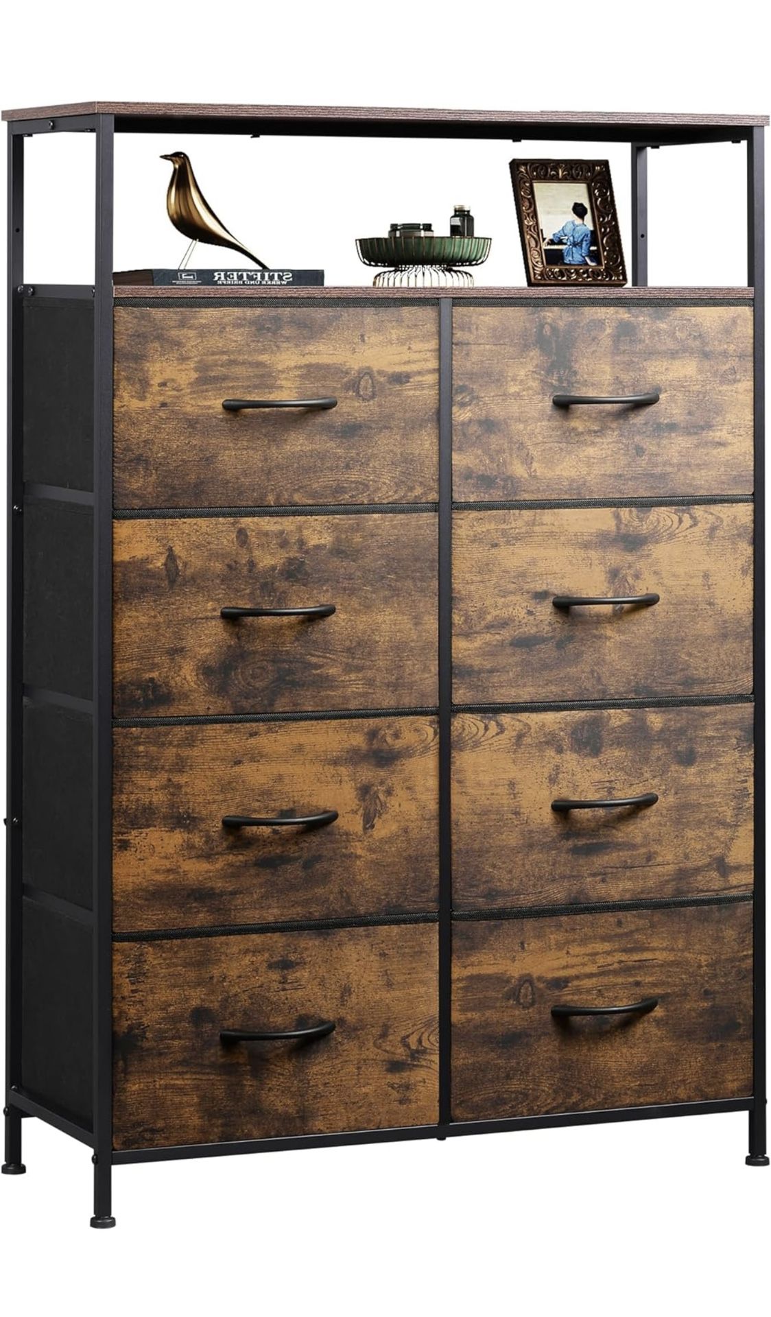 LYNCOHOME Dresser for Bedroom, 8 Drawer Dresser with Shelves for Closet