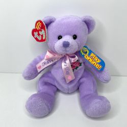 Ty Beanie Baby Happy Mothers Day the Purple Bear Plush